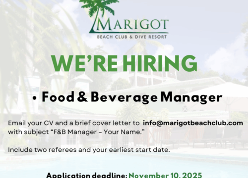Vacancy: Food & Beverage Manager- Marigot Beach Club & Dive Resort