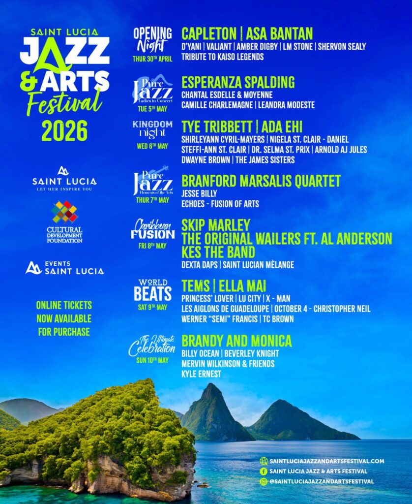 2026 Saint Lucia Jazz & Arts Festival Tickets ON SALE NOW!