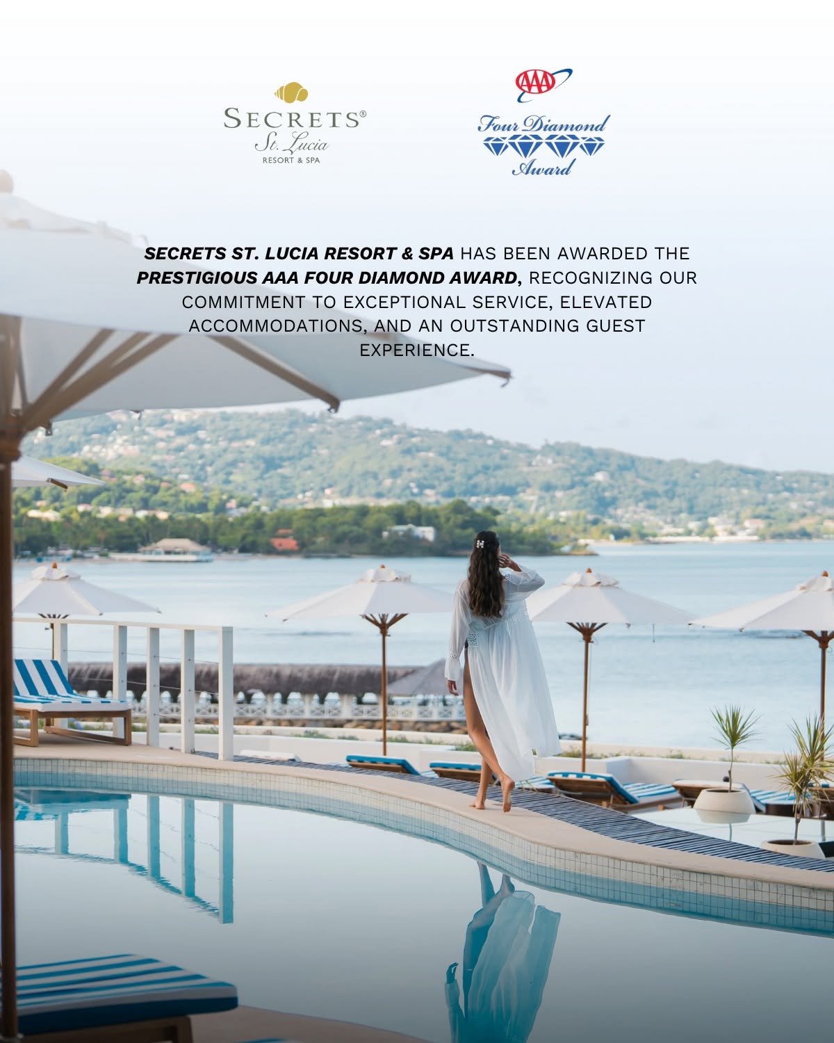 Secrets St. Lucia Resort & Spa Receives Prestigious AAA Four Diamond Award
